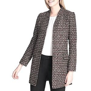 CALVIN KLEIN Raffia Tweed Grey Topper Coat-Size 4(SEE ACTUAL PHOTOS & READ!!!)